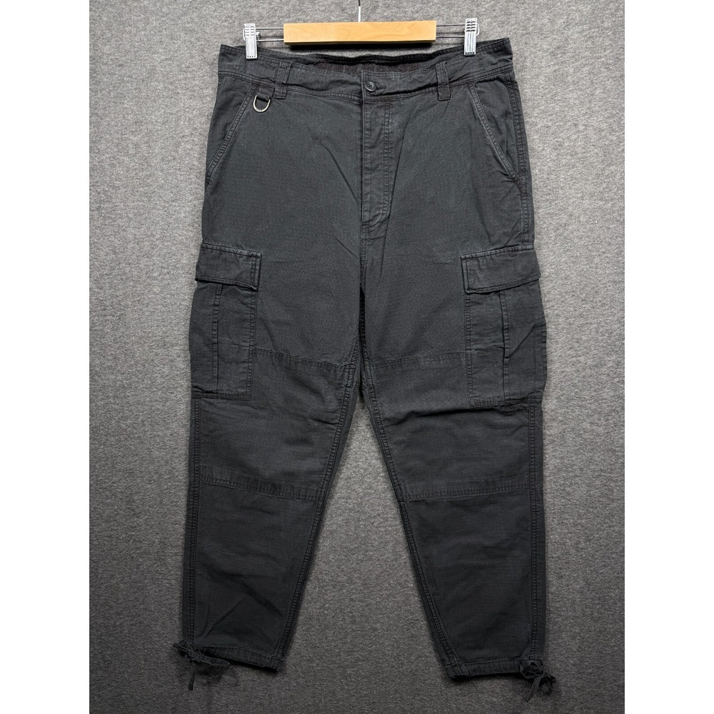 Drew House Cargo Pants Mens‎ 34 Black Ripstop Utility Heavy Cotton Button Pocket
